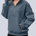 AUTOMET Women's Quarter Zip Oversized Sweatshirt Fleece Mock Neck Pullover
