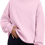 Trendy Queen Womens Mock Neck Sweatshirts Oversized Pullover Fall Outfits