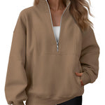 AUTOMET Women's Quarter Zip Oversized Sweatshirt Fleece Mock Neck Pullover