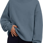 Trendy Queen Womens Mock Neck Sweatshirts Oversized Pullover Fall Outfits