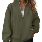 AUTOMET Women's Quarter Zip Oversized Sweatshirt Fleece Mock Neck Pullover