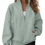 AUTOMET Women's Quarter Zip Oversized Sweatshirt Fleece Mock Neck Pullover