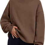 Trendy Queen Womens Mock Neck Sweatshirts Oversized Pullover Fall Outfits