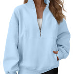 AUTOMET Women's Quarter Zip Oversized Sweatshirt Fleece Mock Neck Pullover