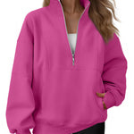 AUTOMET Women's Quarter Zip Oversized Sweatshirt Fleece Mock Neck Pullover