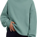 Trendy Queen Womens Mock Neck Sweatshirts Oversized Pullover Fall Outfits