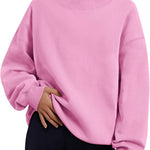 Trendy Queen Womens Mock Neck Sweatshirts Oversized Pullover Fall Outfits