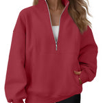 AUTOMET Women's Quarter Zip Oversized Sweatshirt Fleece Mock Neck Pullover