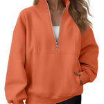 AUTOMET Women's Quarter Zip Oversized Sweatshirt Fleece Mock Neck Pullover