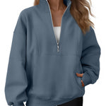 AUTOMET Women's Quarter Zip Oversized Sweatshirt Fleece Mock Neck Pullover