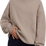 Trendy Queen Womens Mock Neck Sweatshirts Oversized Pullover Fall Outfits