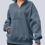 AUTOMET Women's Quarter Zip Oversized Sweatshirt Fleece Mock Neck Pullover