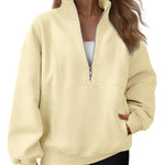 AUTOMET Women's Quarter Zip Oversized Sweatshirt Fleece Mock Neck Pullover