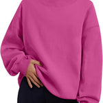 Trendy Queen Womens Mock Neck Sweatshirts Oversized Pullover Fall Outfits
