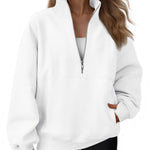 AUTOMET Women's Quarter Zip Oversized Sweatshirt Fleece Mock Neck Pullover