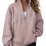 AUTOMET Women's Quarter Zip Oversized Sweatshirt Fleece Mock Neck Pullover