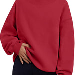 Trendy Queen Womens Mock Neck Sweatshirts Oversized Pullover Fall Outfits
