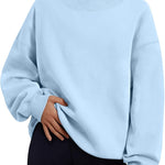 Trendy Queen Womens Mock Neck Sweatshirts Oversized Pullover Fall Outfits