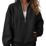 AUTOMET Women's Quarter Zip Oversized Sweatshirt Fleece Mock Neck Pullover