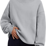 Trendy Queen Womens Mock Neck Sweatshirts Oversized Pullover Fall Outfits