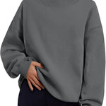 Trendy Queen Womens Mock Neck Sweatshirts Oversized Pullover Fall Outfits