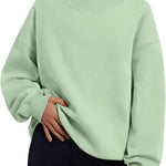 Trendy Queen Womens Mock Neck Sweatshirts Oversized Pullover Fall Outfits