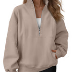 AUTOMET Women's Quarter Zip Oversized Sweatshirt Fleece Mock Neck Pullover