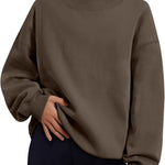 Trendy Queen Womens Mock Neck Sweatshirts Oversized Pullover Fall Outfits