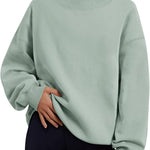 Trendy Queen Womens Mock Neck Sweatshirts Oversized Pullover Fall Outfits