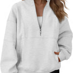 AUTOMET Women's Quarter Zip Oversized Sweatshirt Fleece Mock Neck Pullover