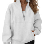 AUTOMET Women's Quarter Zip Oversized Sweatshirt Fleece Mock Neck Pullover