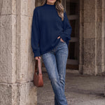 Trendy Queen Womens Oversized Sweaters Mock Neck 2026 Fall Knit Outfits