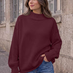 Trendy Queen Womens Oversized Sweaters Mock Neck 2026 Fall Knit Outfits