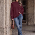 Trendy Queen Womens Oversized Sweaters Mock Neck 2026 Fall Knit Outfits