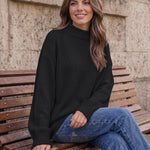 Trendy Queen Womens Oversized Sweaters Mock Neck 2026 Fall Knit Outfits