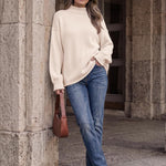 Trendy Queen Womens Oversized Sweaters Mock Neck 2026 Fall Knit Outfits