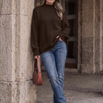 Trendy Queen Womens Oversized Sweaters Mock Neck 2026 Fall Knit Outfits