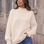 Trendy Queen Womens Oversized Sweaters Mock Neck 2026 Fall Knit Outfits