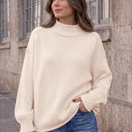 Trendy Queen Womens Oversized Sweaters Mock Neck 2026 Fall Knit Outfits