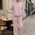 Trendy Queen Women's Mock Neck 2 Piece Sweat Sets Sweatsuits Fall Outfits