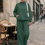 Trendy Queen Women's Mock Neck 2 Piece Sweat Sets Sweatsuits Fall Outfits
