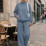 Trendy Queen Women's Mock Neck 2 Piece Sweat Sets Sweatsuits Fall Outfits