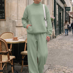 Trendy Queen Women's Mock Neck 2 Piece Sweat Sets Sweatsuits Fall Outfits