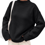 Trendy Queen Womens Oversized Sweaters Mock Neck 2026 Fall Knit Outfits