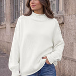 Trendy Queen Womens Oversized Sweaters Mock Neck 2026 Fall Knit Outfits