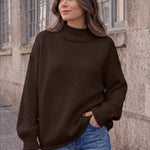 Trendy Queen Womens Oversized Sweaters Mock Neck 2026 Fall Knit Outfits