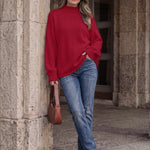 Trendy Queen Womens Oversized Sweaters Mock Neck 2026 Fall Knit Outfits