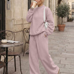 Trendy Queen Women's Mock Neck 2 Piece Sweat Sets Sweatsuits Fall Outfits