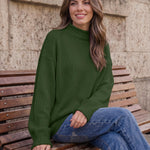 Trendy Queen Womens Oversized Sweaters Mock Neck 2026 Fall Knit Outfits